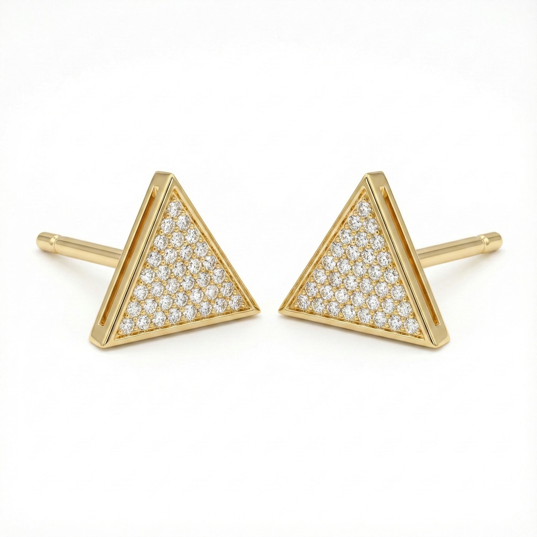 Triangle Pavé Stud Earrings - Gold-Plated (Vermeil) Lab-Grown Diamonds | VE232303