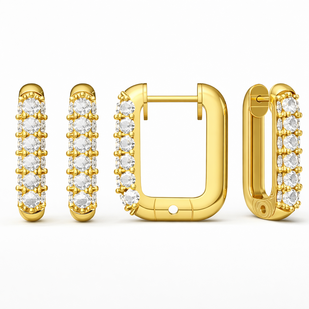 Pavé Diamond Hoop Earrings - Gold-Plated (Vermeil) Lab-Grown Diamonds | VE232371