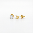 Round Solitaire Stud Earrings with Screw Backs - Gold-Plated (Vermeil) Lab-Grown Diamonds | VE232658