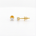 Round Solitaire Stud Earrings with Screw Backs - Gold-Plated (Vermeil) Lab-Grown Diamonds | VE232768