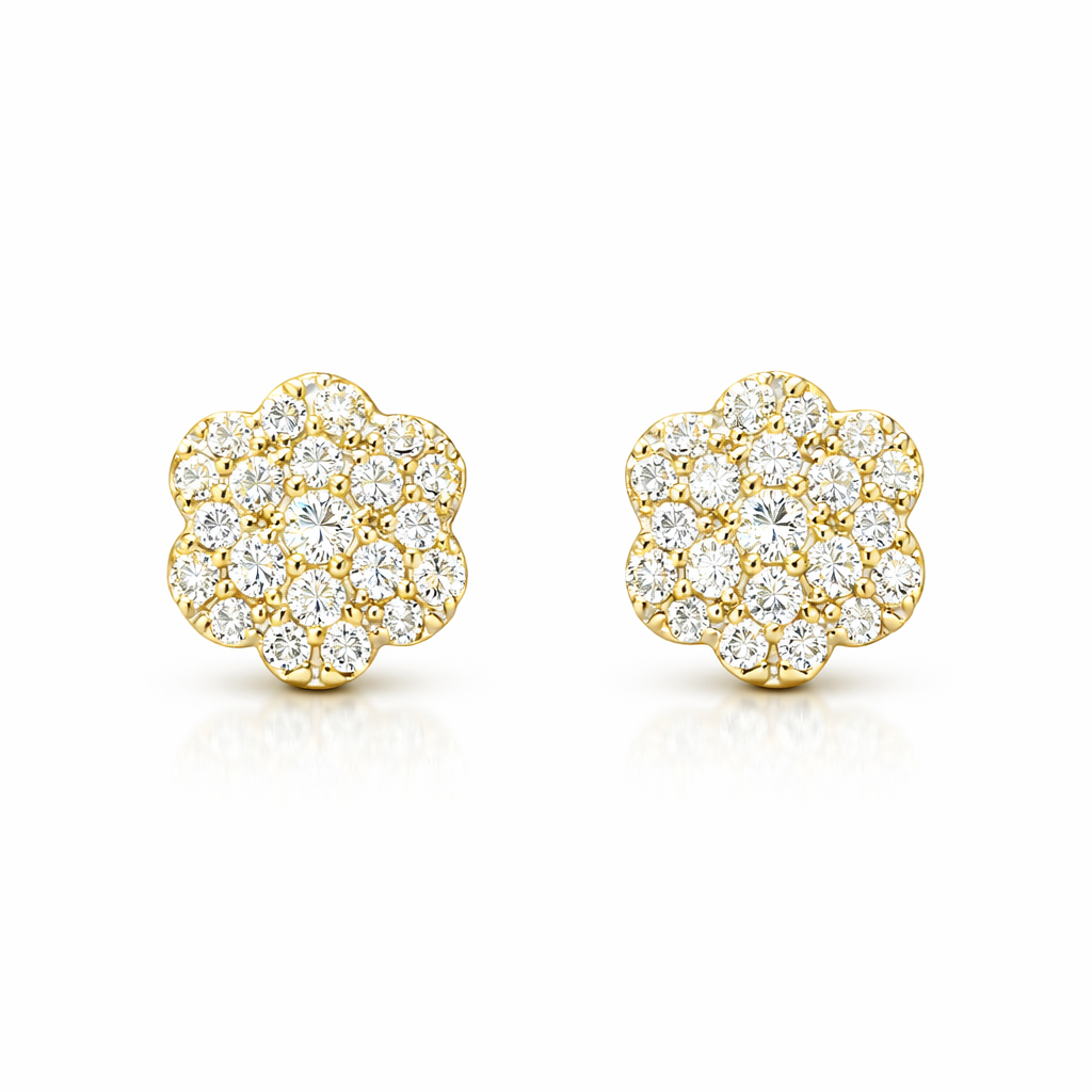 Flower Cluster Stud Earrings - Gold-Plated (Vermeil) Lab-Grown Diamonds | VE240509