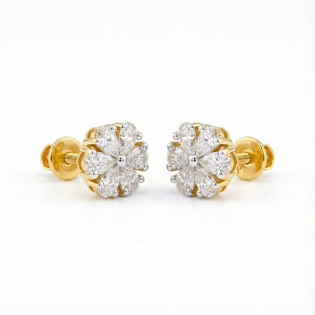 Flower Cluster Stud Earrings - Gold-Plated (Vermeil) Lab-Grown Diamonds | VE250179