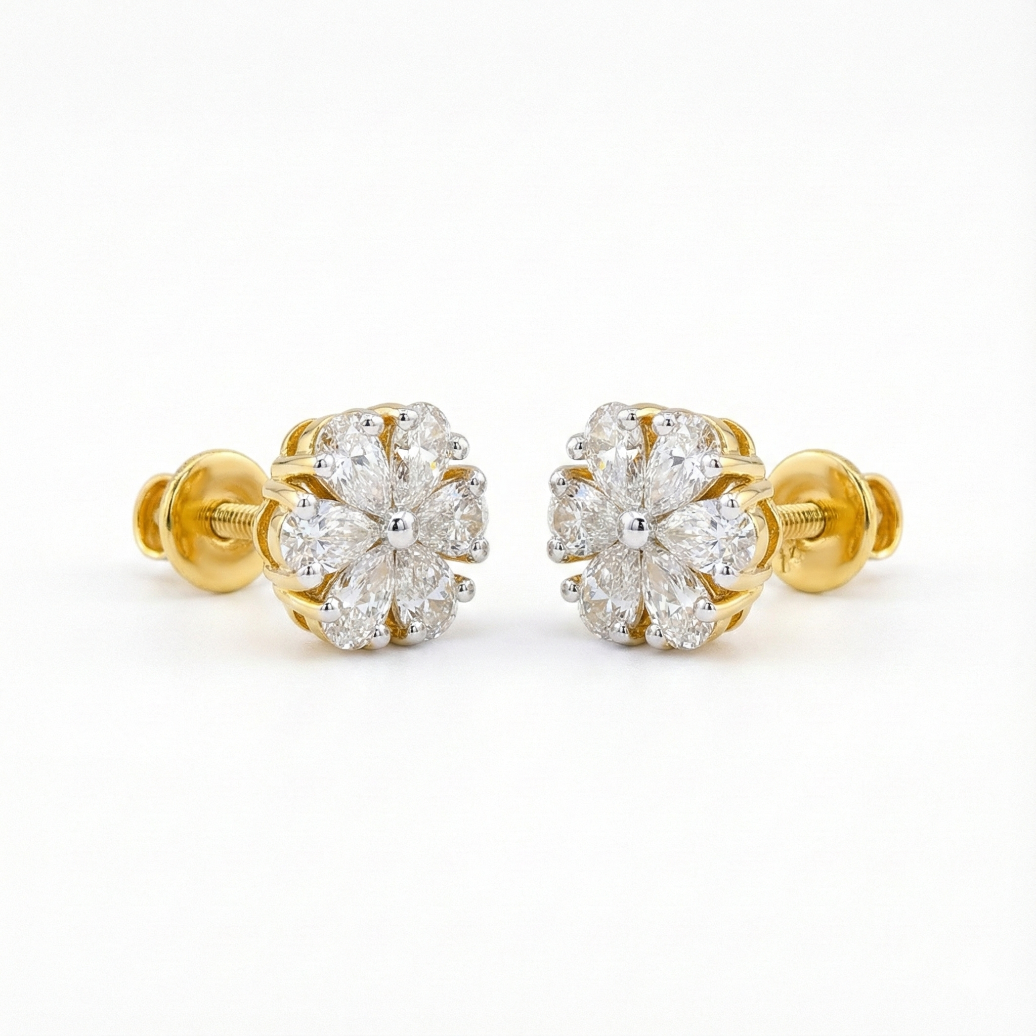 Flower Cluster Stud Earrings - Gold-Plated (Vermeil) Lab-Grown Diamonds | VE250179