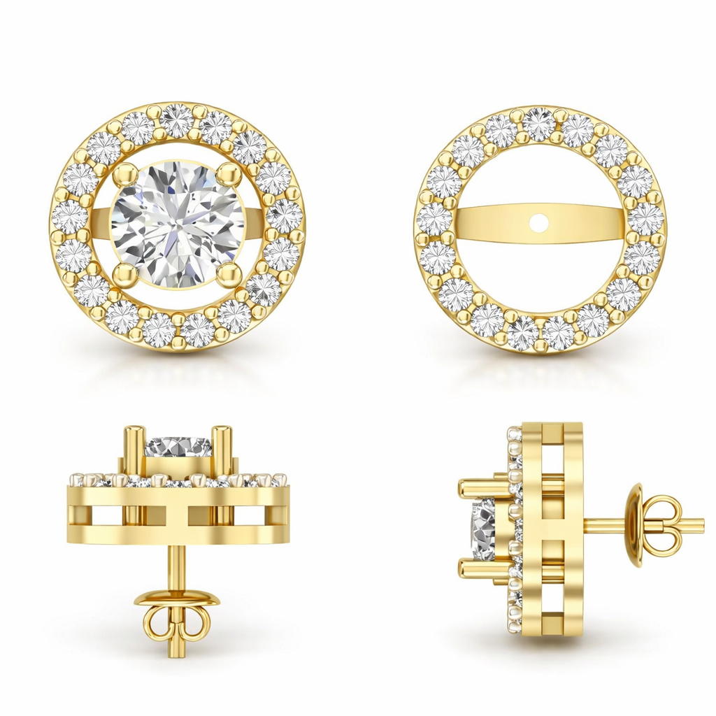 Round Halo Stud Earrings - Gold-Plated (Vermeil) Lab-Grown Diamonds | VE250233