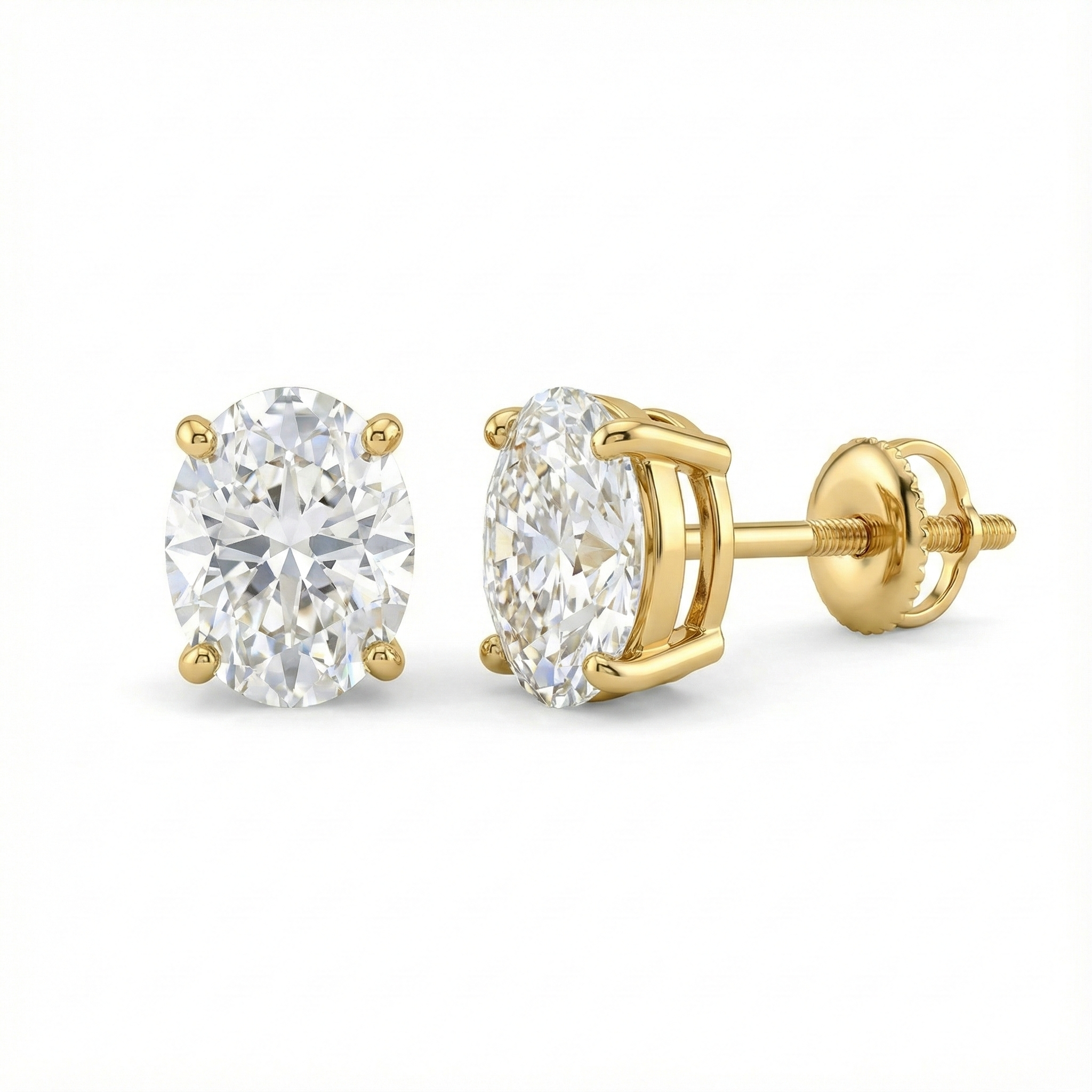 Oval Solitaire Stud Earrings - Gold-Plated (Vermeil) Lab-Grown Diamonds | VE250242