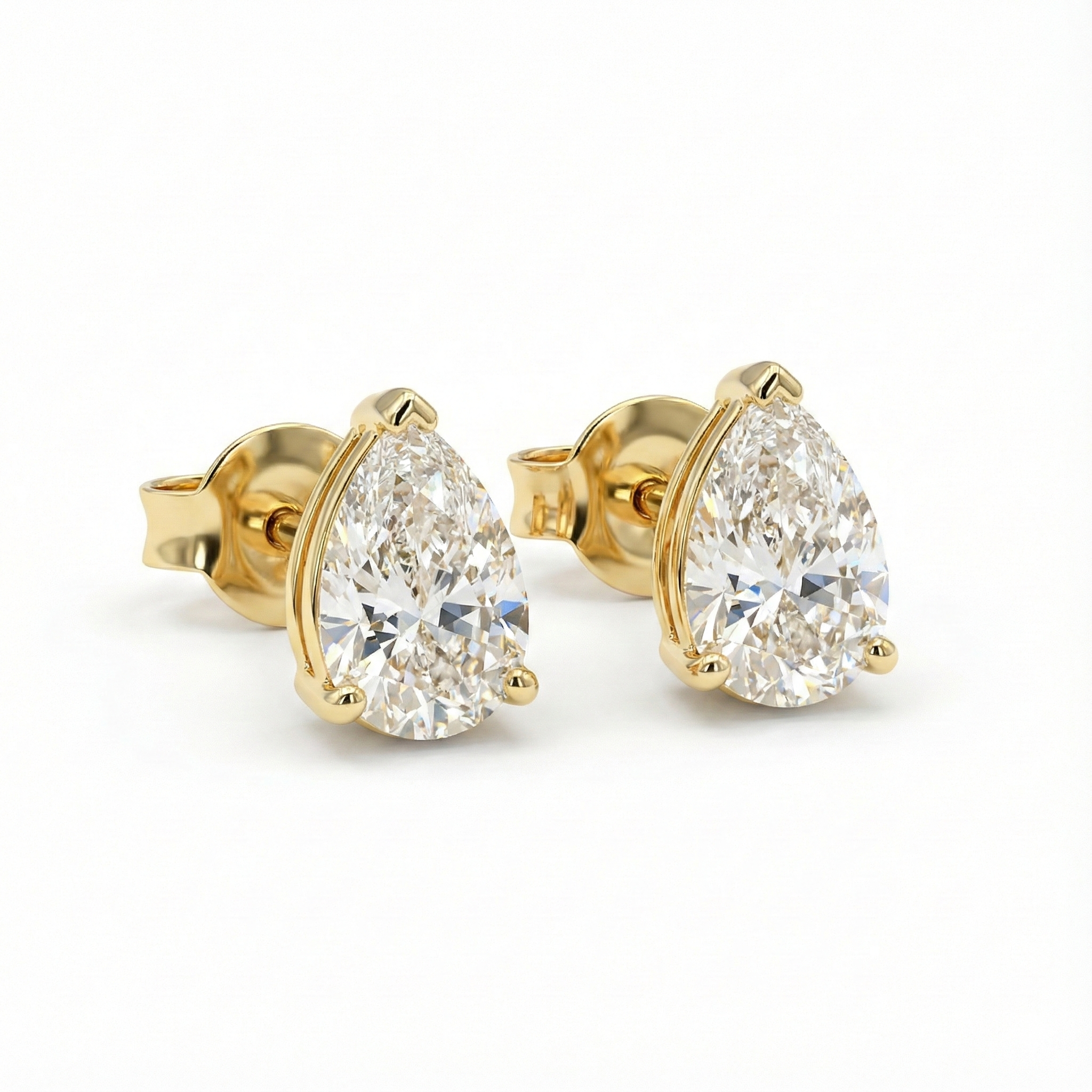 Pear-Shaped Solitaire Stud Earrings - Gold-Plated (Vermeil) Lab-Grown Diamonds | VE250249