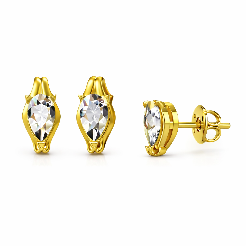 Pear-Shaped Pavé Stud Earrings - Gold-Plated (Vermeil) Lab-Grown Diamonds | VE250250