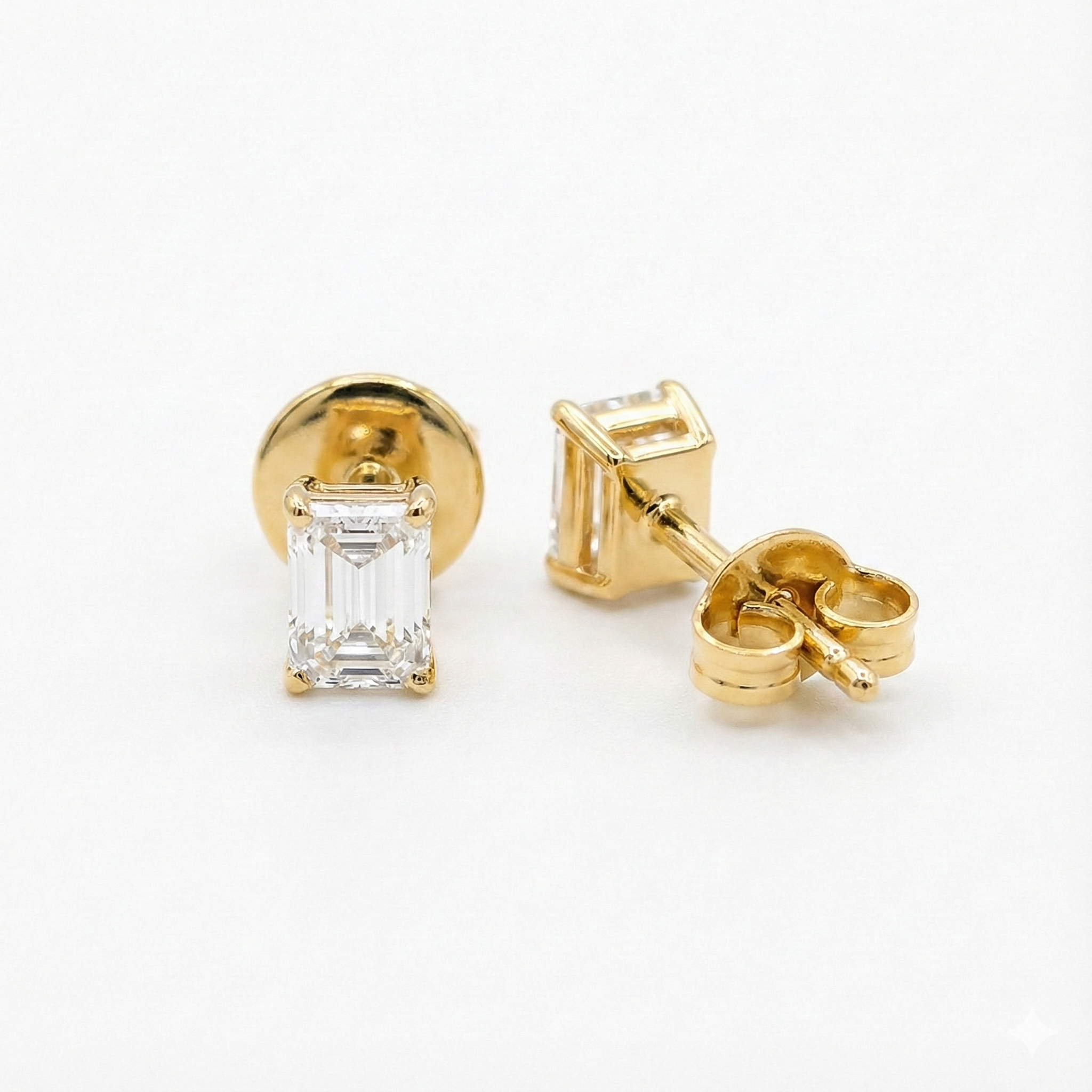 Emerald-Cut Solitaire Stud Earrings with Screw Backs - Gold-Plated (Vermeil) Lab-Grown Diamonds | VE250266