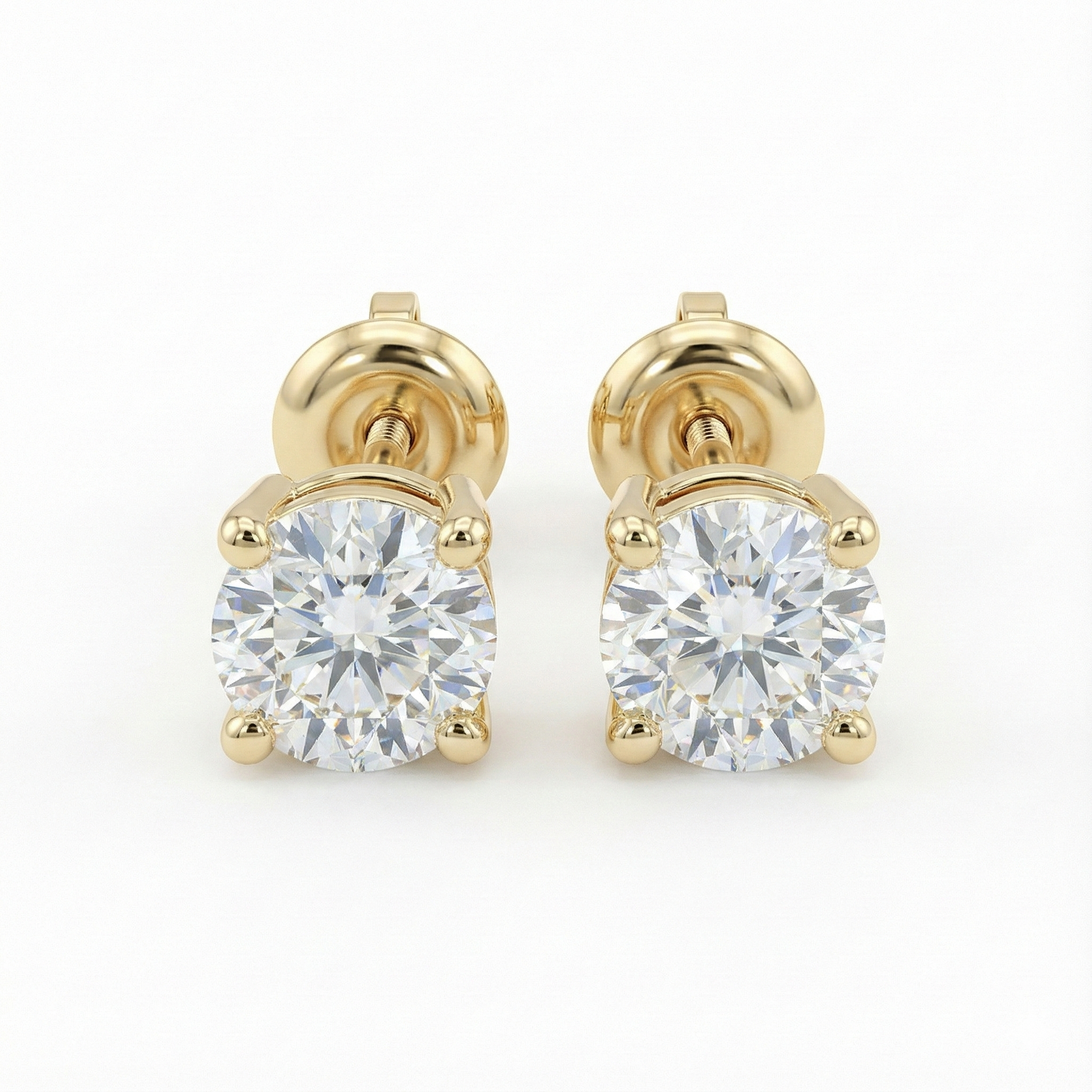 Round Solitaire Stud Earrings - Gold-Plated (Vermeil) Lab-Grown Diamonds | VE250352
