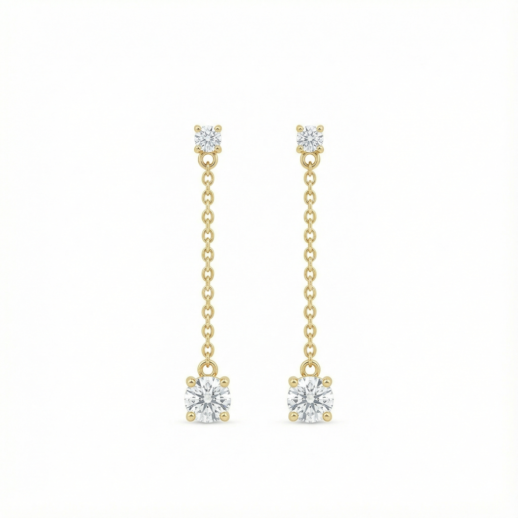 Diamond Drop Earrings - Gold-Plated (Vermeil) Lab-Grown Diamonds | VE250544