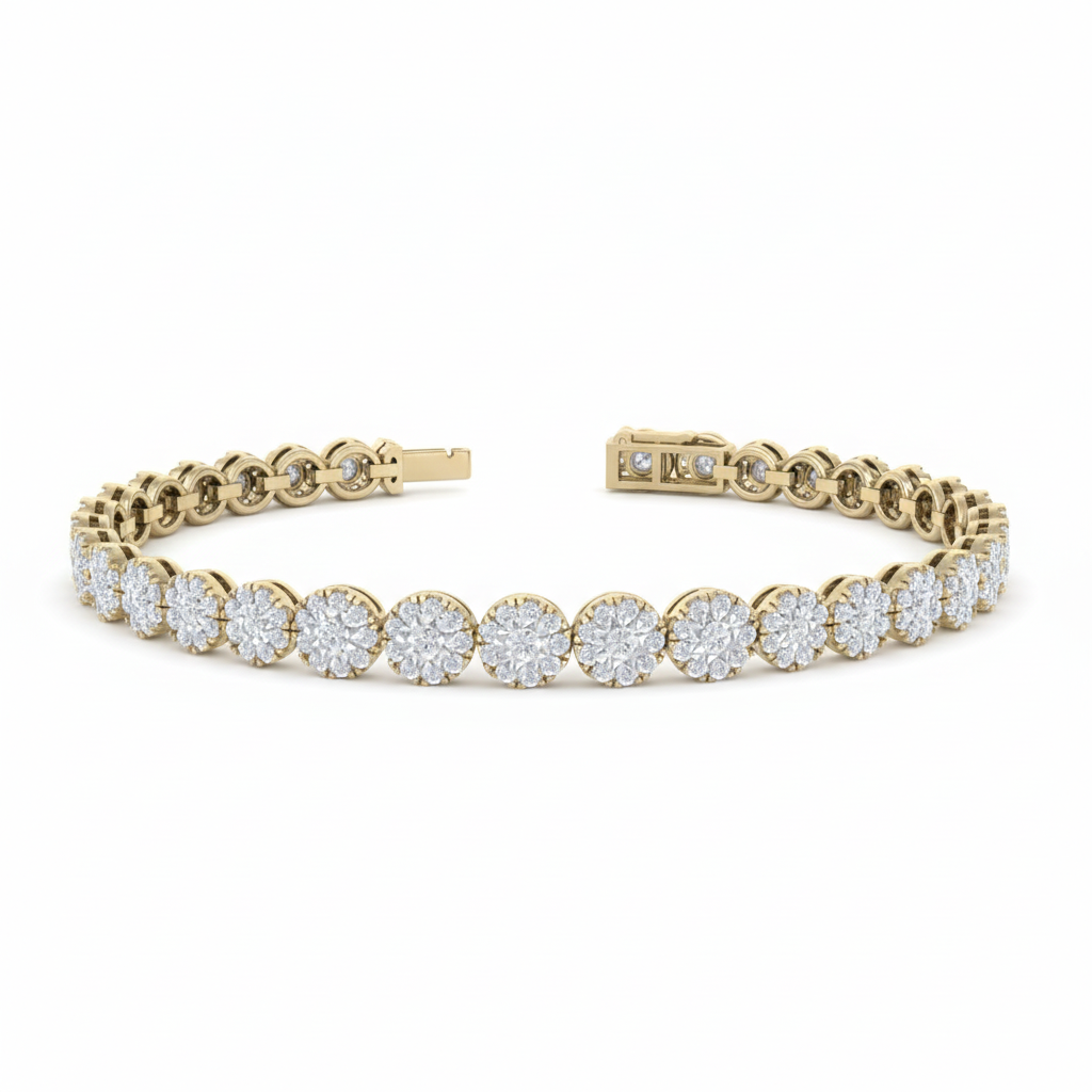 Cluster Diamond Tennis Bracelet -Gold (Plated) Vermeil Lab-Grown Diamonds | VLB00055