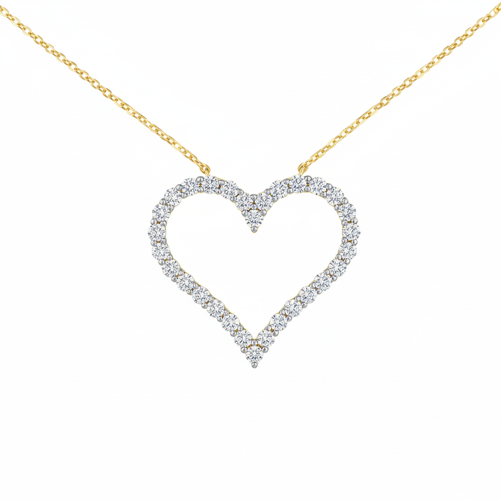 Open Heart Diamond Pendant - Gold-Plated (Vermeil) Lab-Grown Diamonds | VLP00264