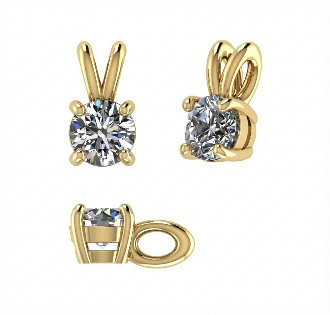 Gold-Plated Lab-Grown Diamond 0.50ct Solitaire Pendant with Four-Prong Setting VP220085 | Classic Elegance