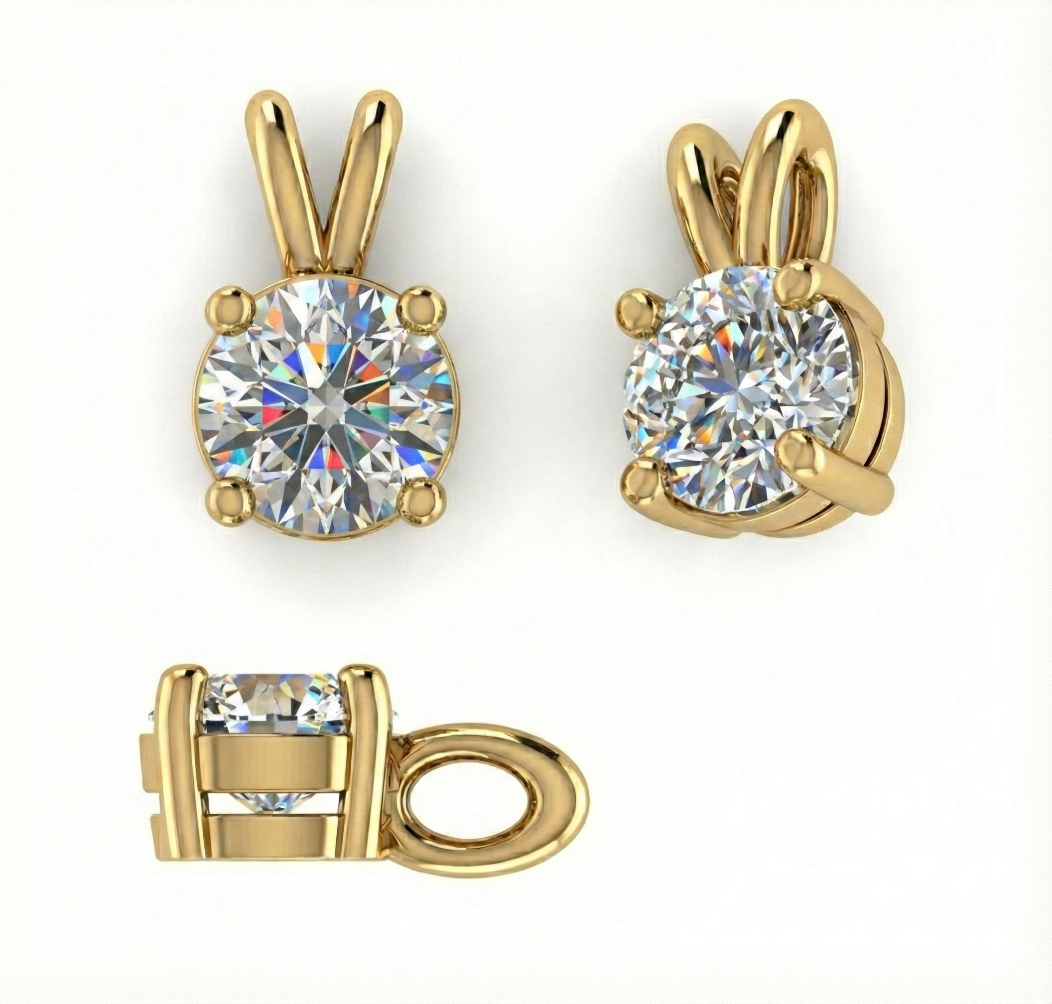 Gold-Plated Lab-Grown Diamond 0.25ct Solitaire Pendant with Four-Prong Setting VP220086 | Classic Elegance