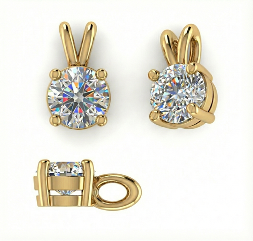0.25ct Solitaire Pendant — Four-Prong Setting, Lab-Grown Diamond, Gold Vermeil — VIBHINI Lab-Grown Diamond Jewellery