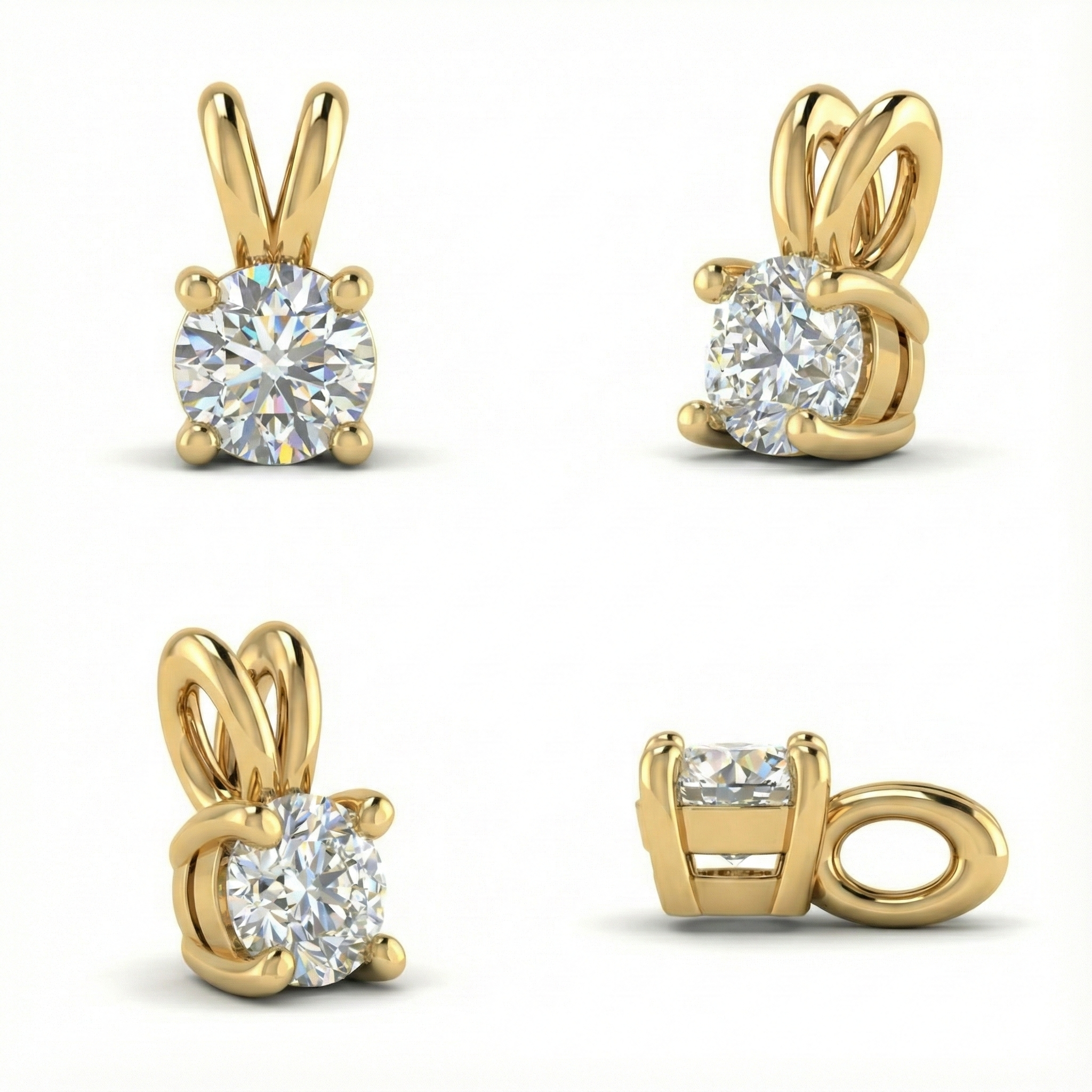 Gold-Plated Lab-Grown Diamond 1.00ct Solitaire Pendant with Four-Prong Setting VP220088 | Classic Elegance