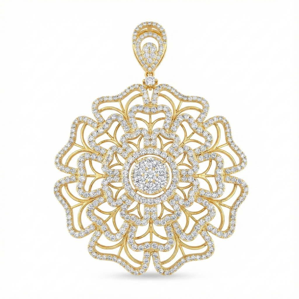 Mandala Medallion Pendant - Gold-Plated (Vermeil) Lab-Grown Diamonds | VP220240