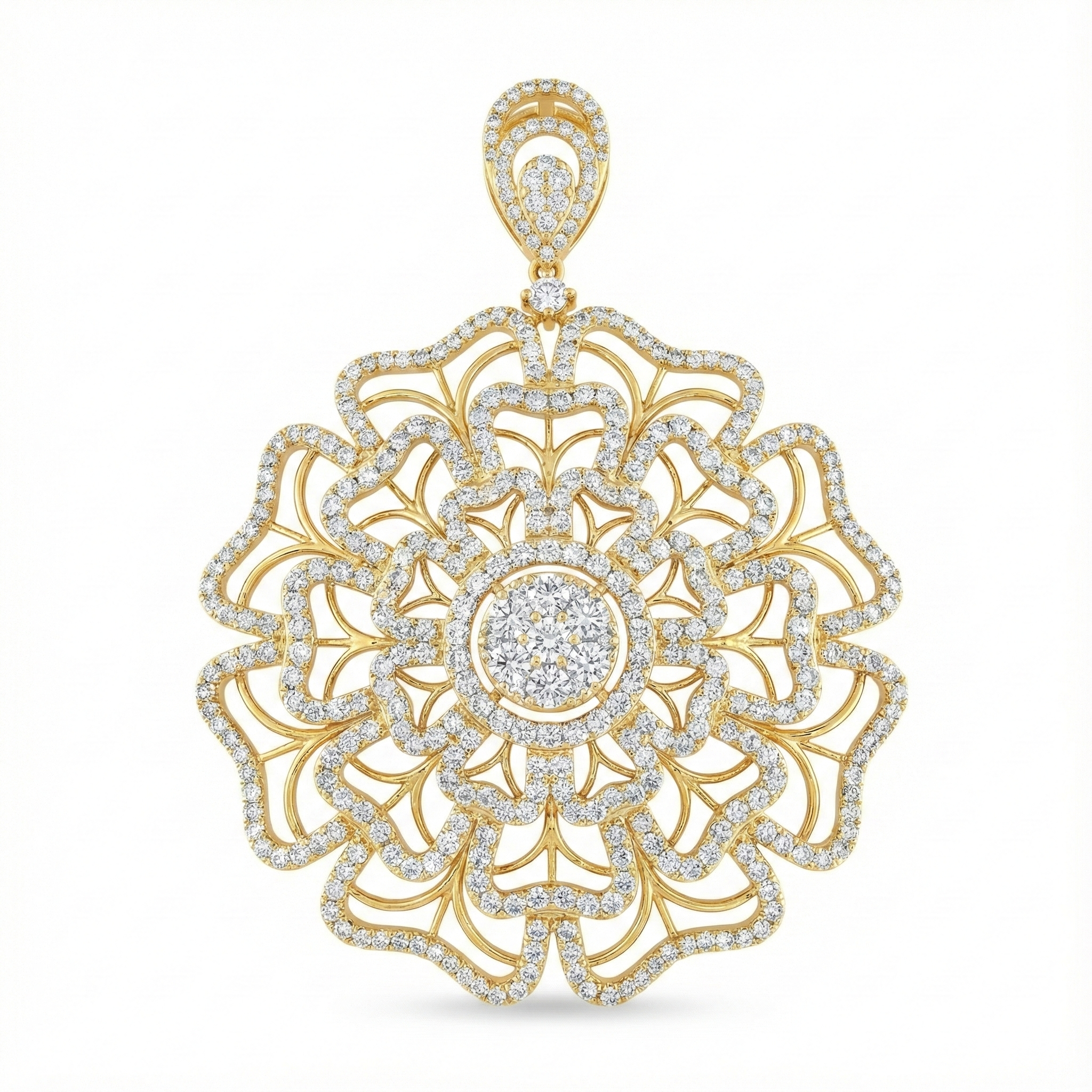 Mandala Medallion Pendant - Gold-Plated (Vermeil) Lab-Grown Diamonds | VP220240