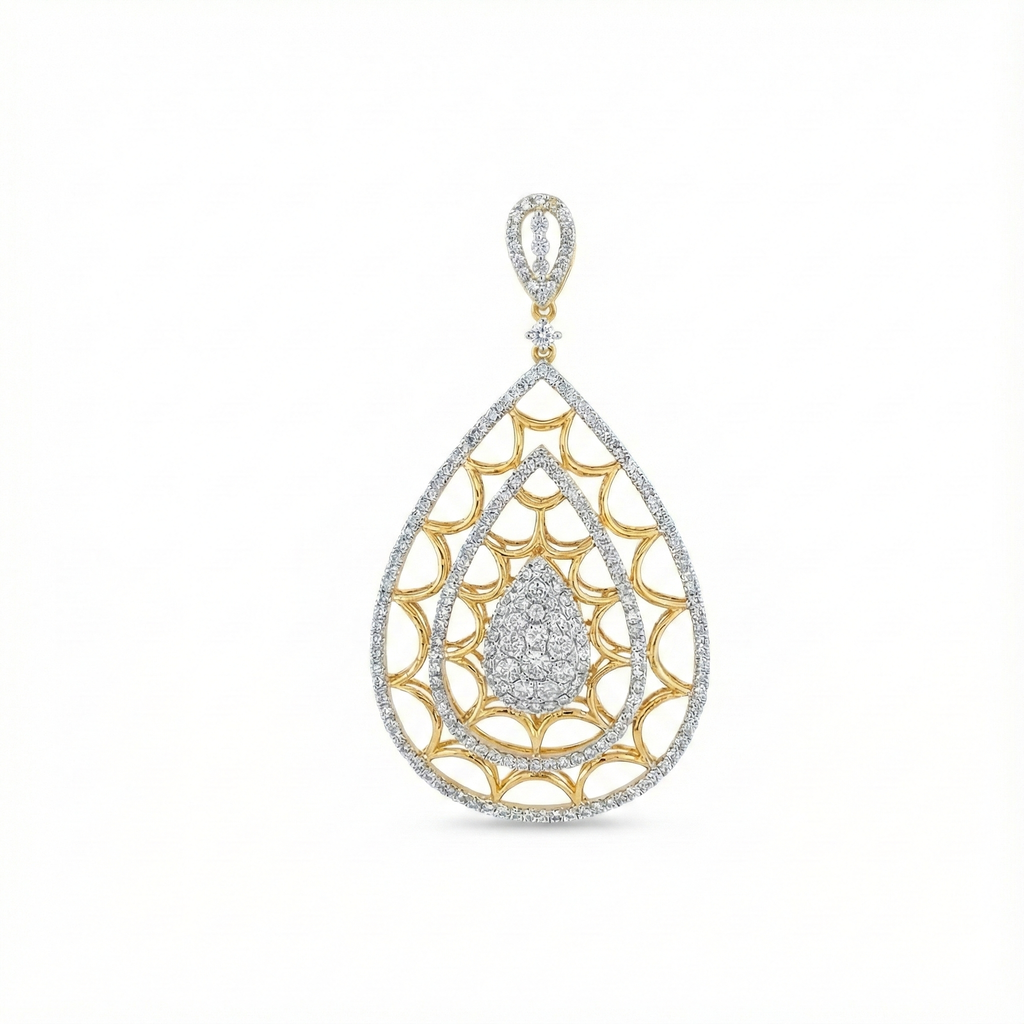 Pear-Shaped Filigree Pendant - Gold-Plated (Vermeil) Lab-Grown Diamonds | VP220242