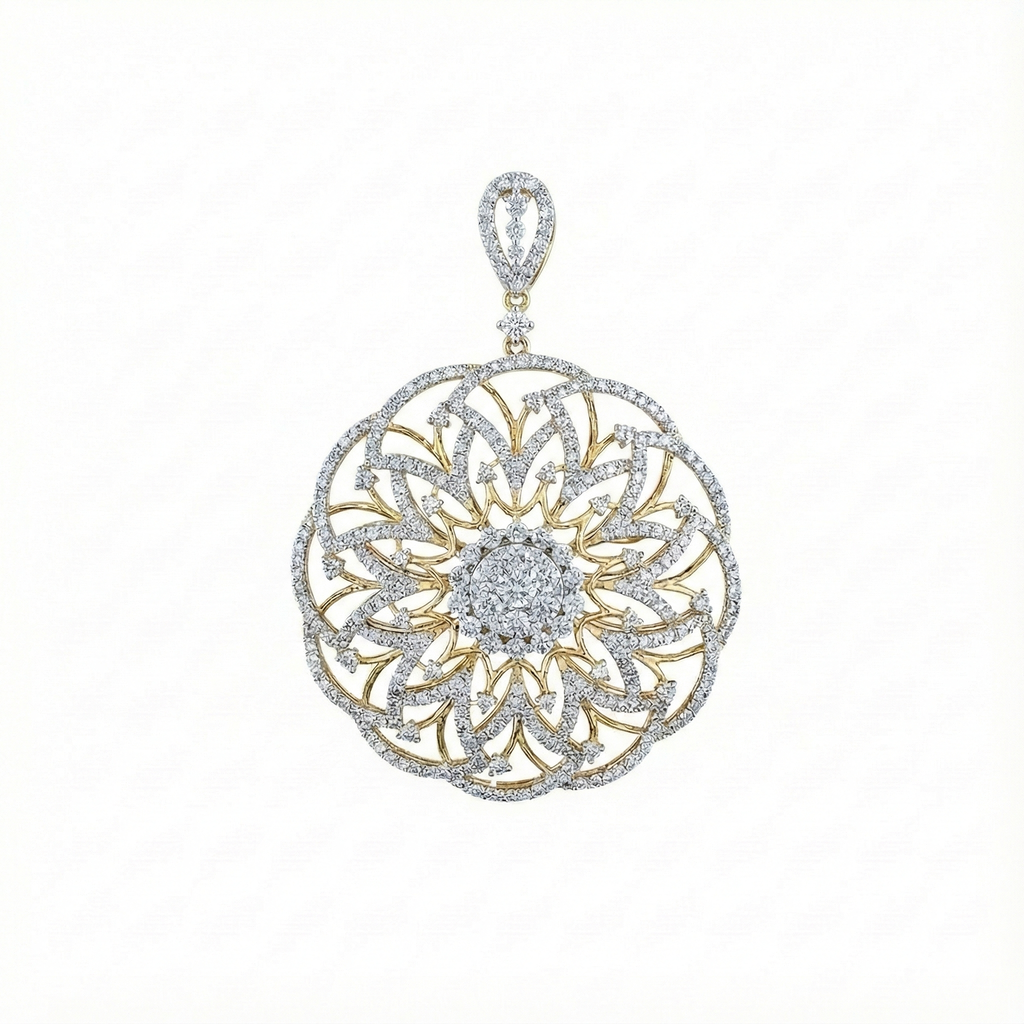 Filigree Medallion Pendant - Gold-Plated (Vermeil) Lab-Grown Diamonds | VP220251