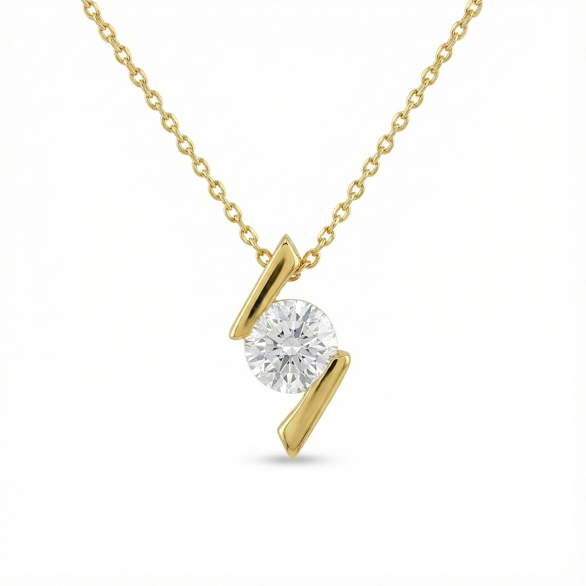 Bypass Solitaire Diamond Pendant -Gold-Plated (Vermeil) Lab-Grown Diamond | VP240096