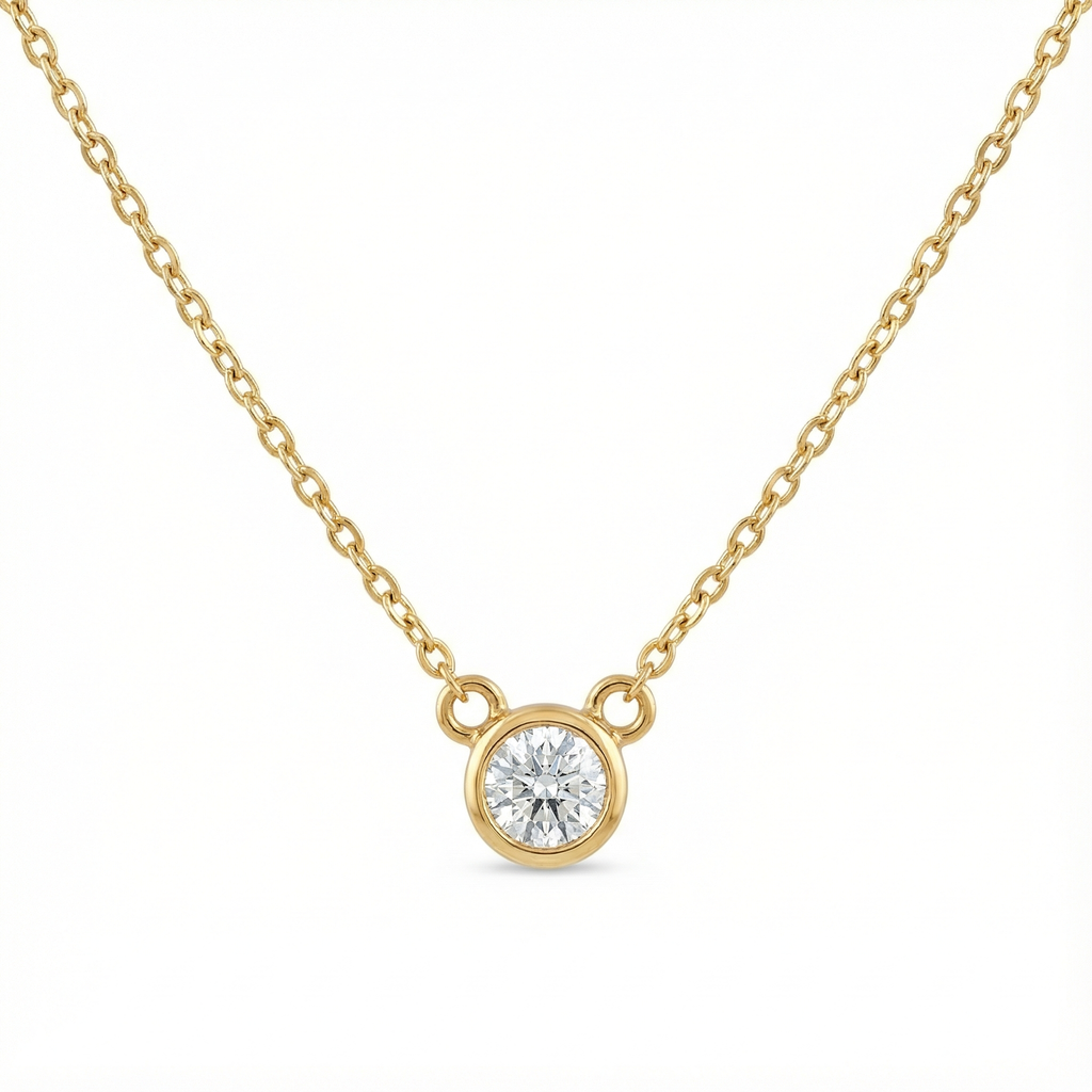 Mini Bezel-Set Diamond Pendant - Gold-Plated (Vermeil) Lab-Grown Diamond | VP250073A