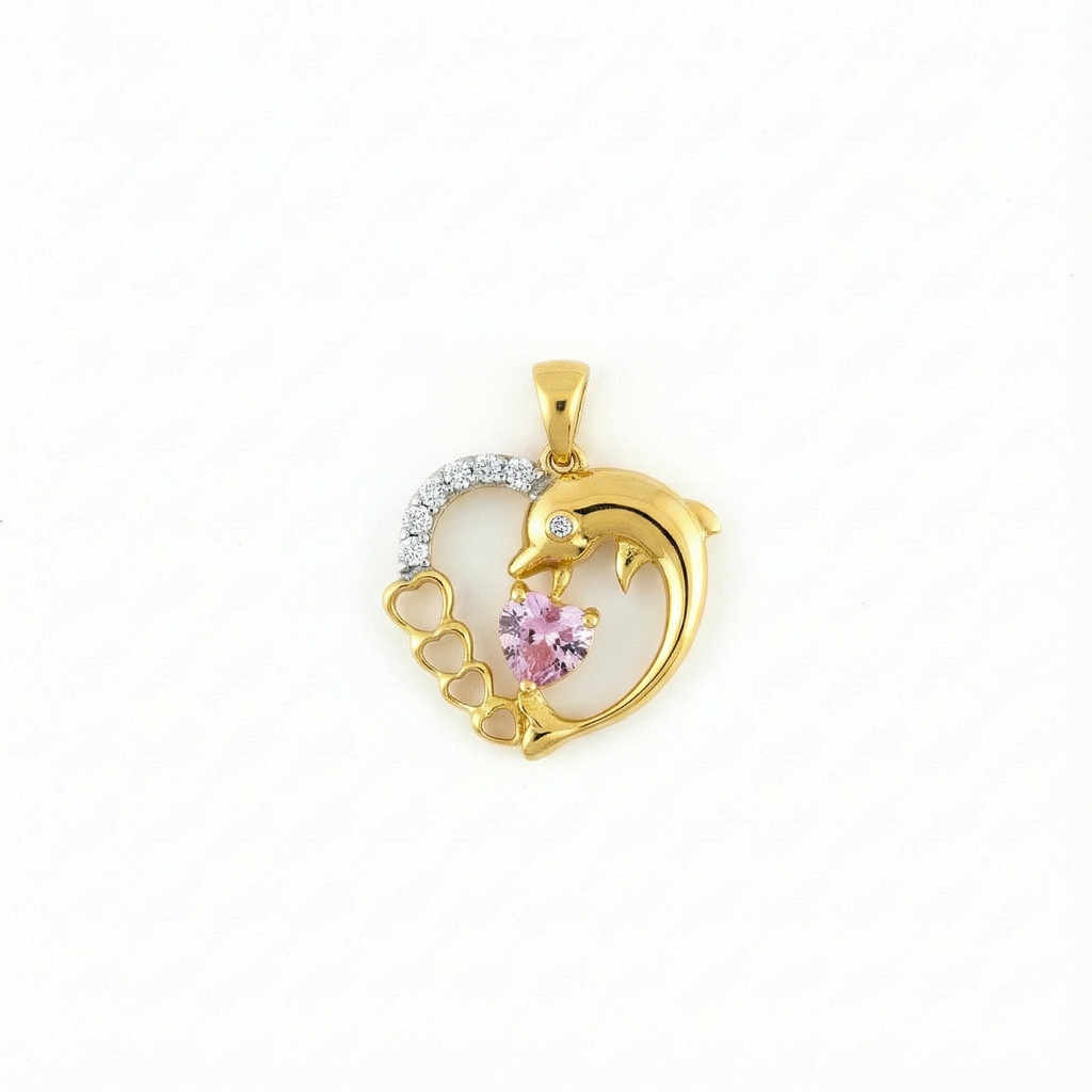 Dolphin Heart Pendant - Gold-Plated (Vermeil) Lab-Grown Diamonds | VP250152