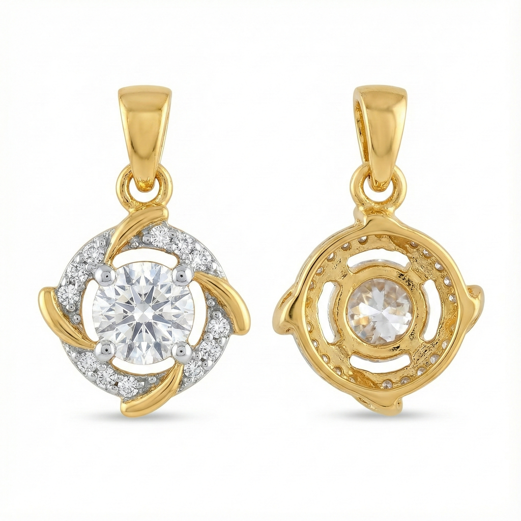 Two-Tone Halo Diamond Pendant - Gold-Plated (Vermeil) Lab-Grown Diamonds | VP250155