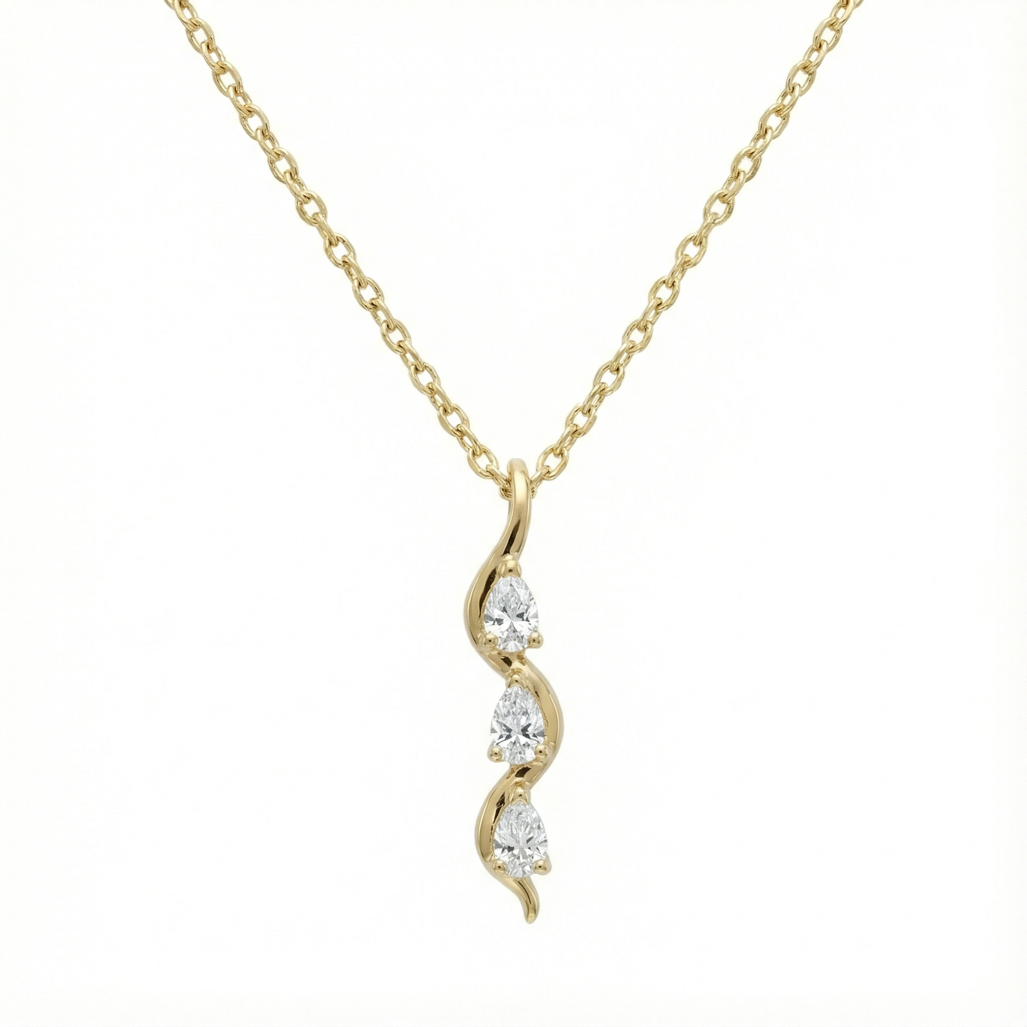 Triple Teardrop Twist Pendant - Gold-Plated (Vermeil) Lab-Grown Diamonds | VP250179
