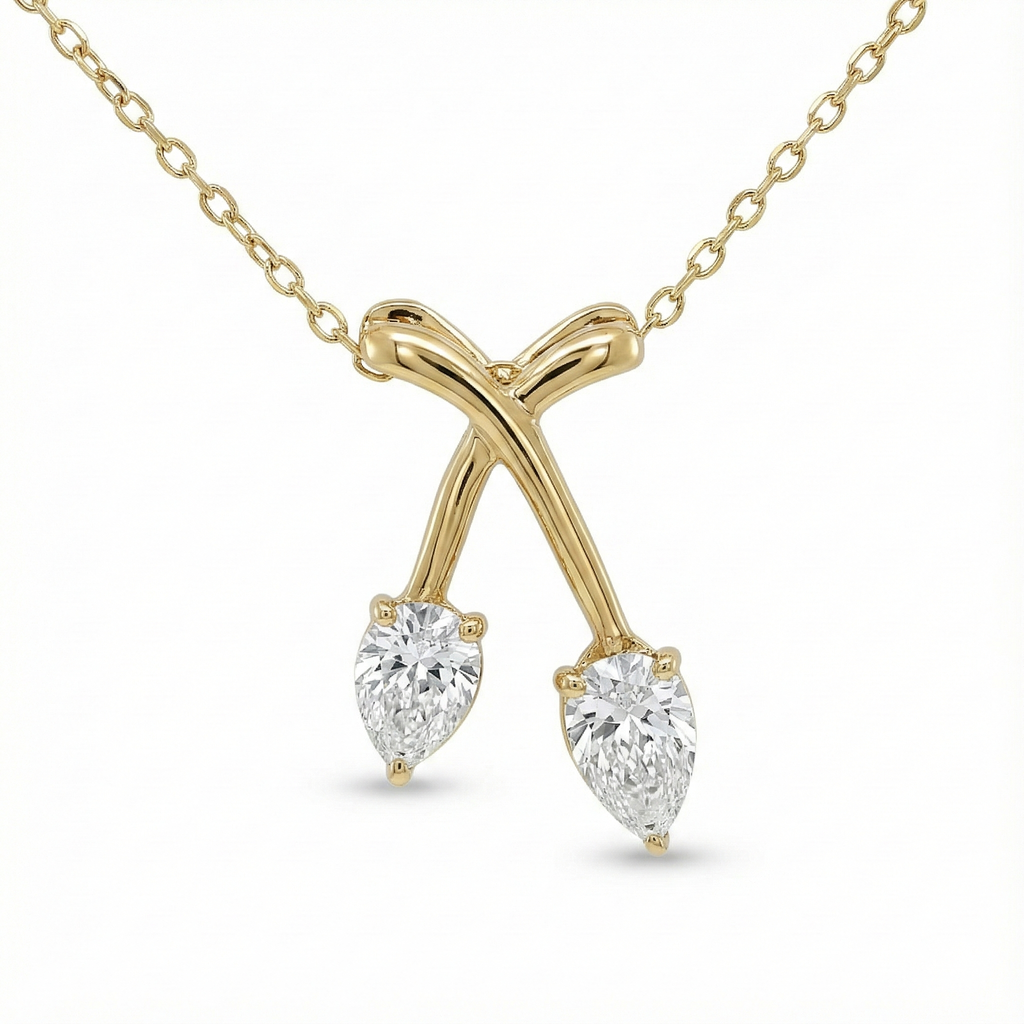 Double Tulip Pendant - Gold-Plated (Vermeil) Lab-Grown Diamonds | VP250180