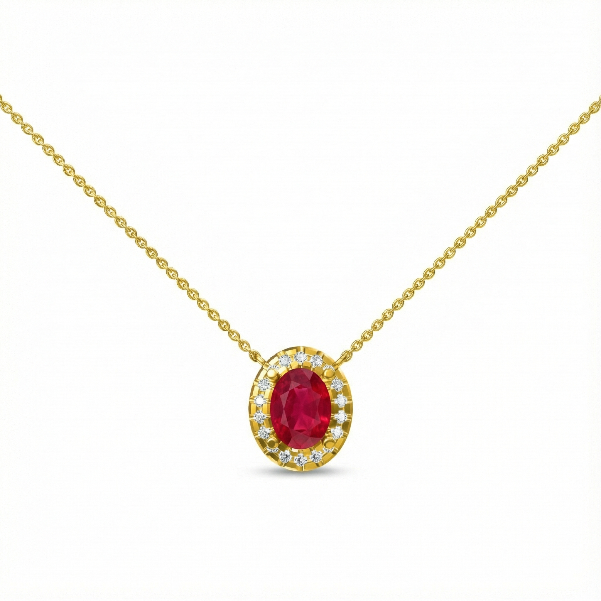 Ruby Halo Pendant - Gold-Pendant (Vermeil) Lab-Grown Diamonds | VP250205