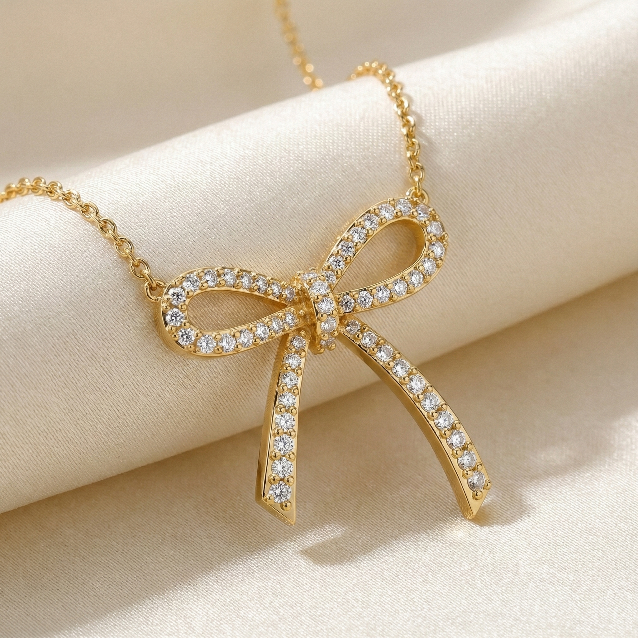 Diamond Bow Pendant - Gold-Plated (Vermeil) Lab-Grown Diamonds | VP250226