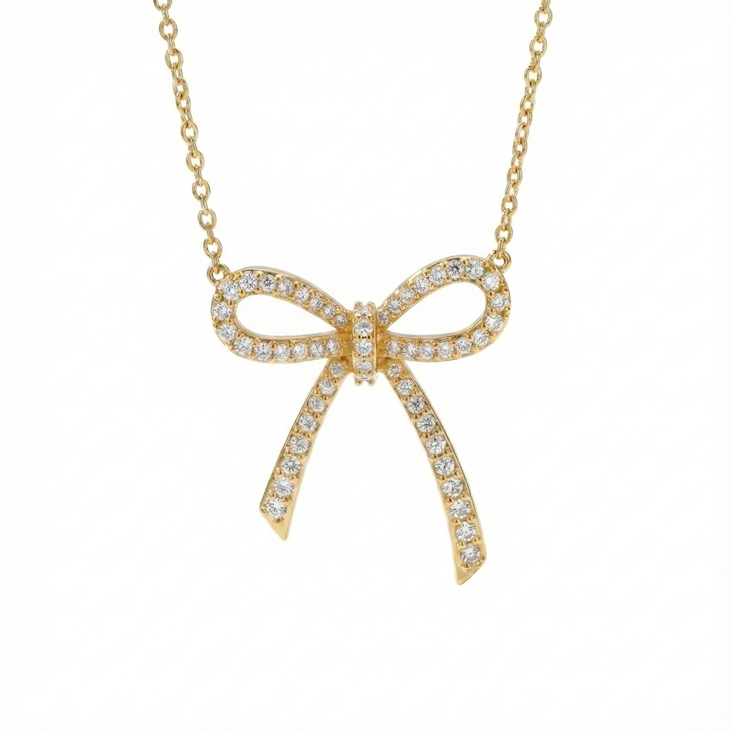 Diamond Bow Pendant - Gold-Plated (Vermeil) Lab-Grown Diamonds | VP250226