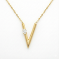 Letter V Initial Pendant - Gold-Pendant (Vermeil) Lab-Grown Diamonds | VP250238C
