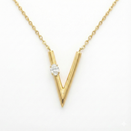 Letter V Initial Pendant - Gold-Pendant (Vermeil) Lab-Grown Diamonds | VP250238C
