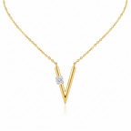 Letter V Initial Pendant - Gold-Plated (Vermeil) Lab-Grown Diamonds | VP250238A