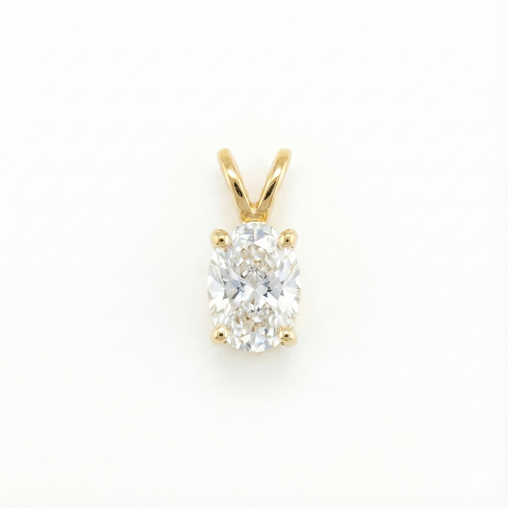 Oval Solitaire Diamond Pendant -Gold-Plated (Vermeil) Lab-Grown Diamond | VP250253