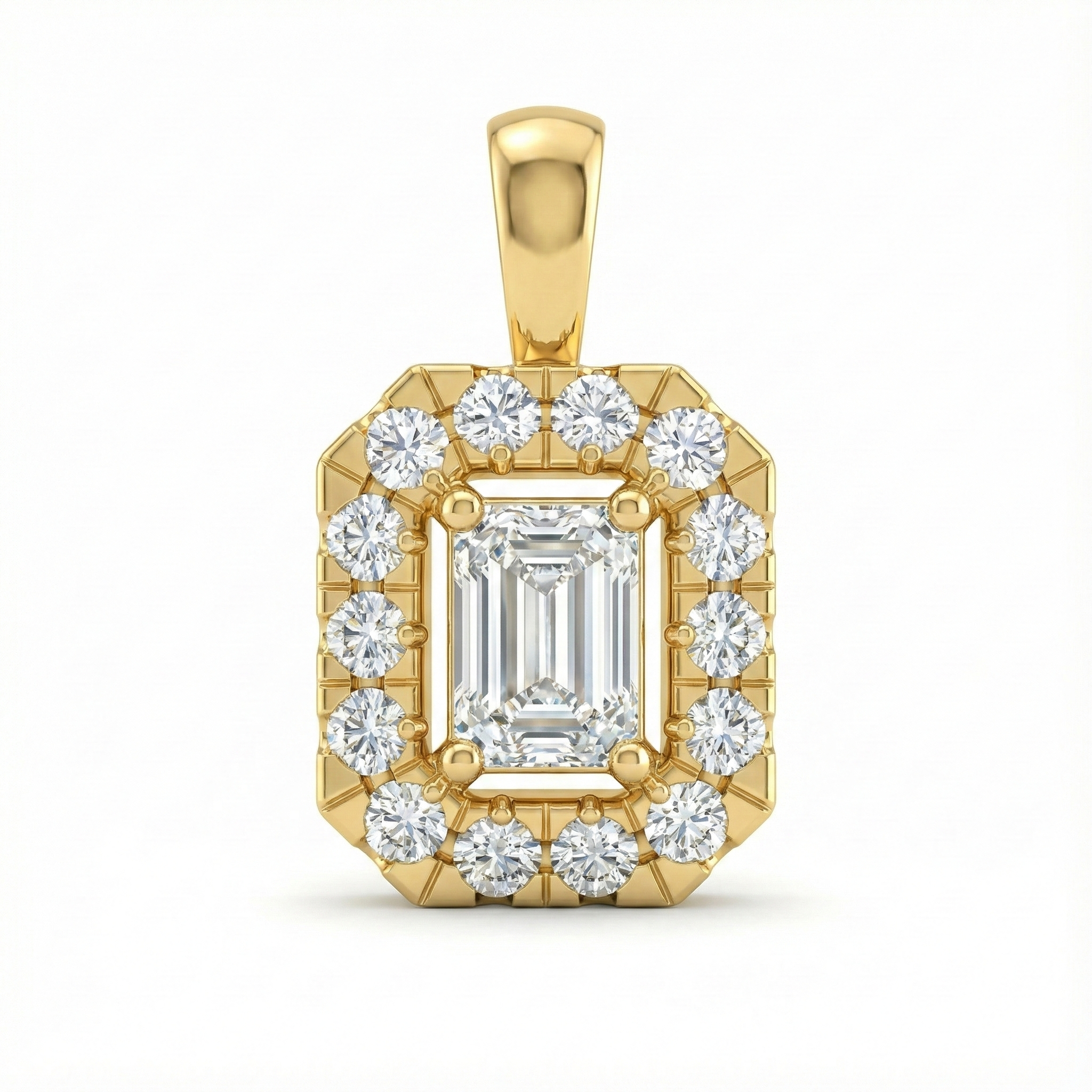 Emerald-Cut Halo Pendant - Gold-Plated (Vermeil) Lab-Grown Diamonds | VP250268