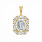 Emerald-Cut Halo Diamond Pendant - Gold-Plated (Vermeil) Lab-Grown Diamonds | VP250273