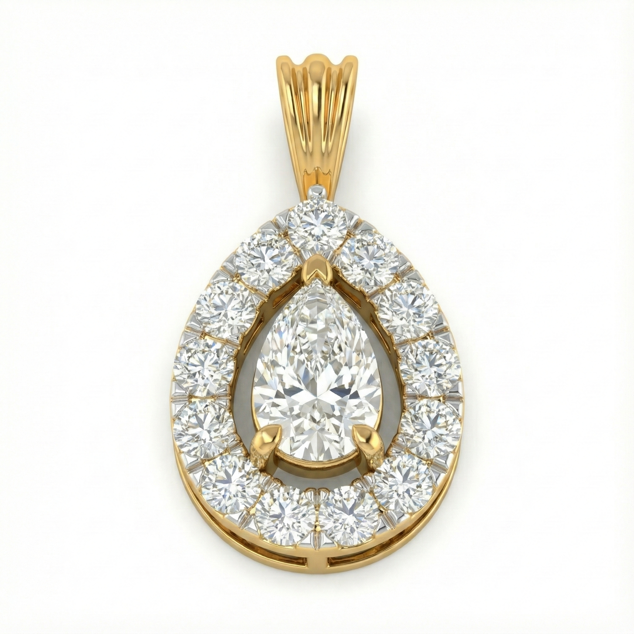 Pear-Shaped Halo Diamond Pendant - Gold-Plated (Vermeil) Lab-Grown Diamonds | VP250278