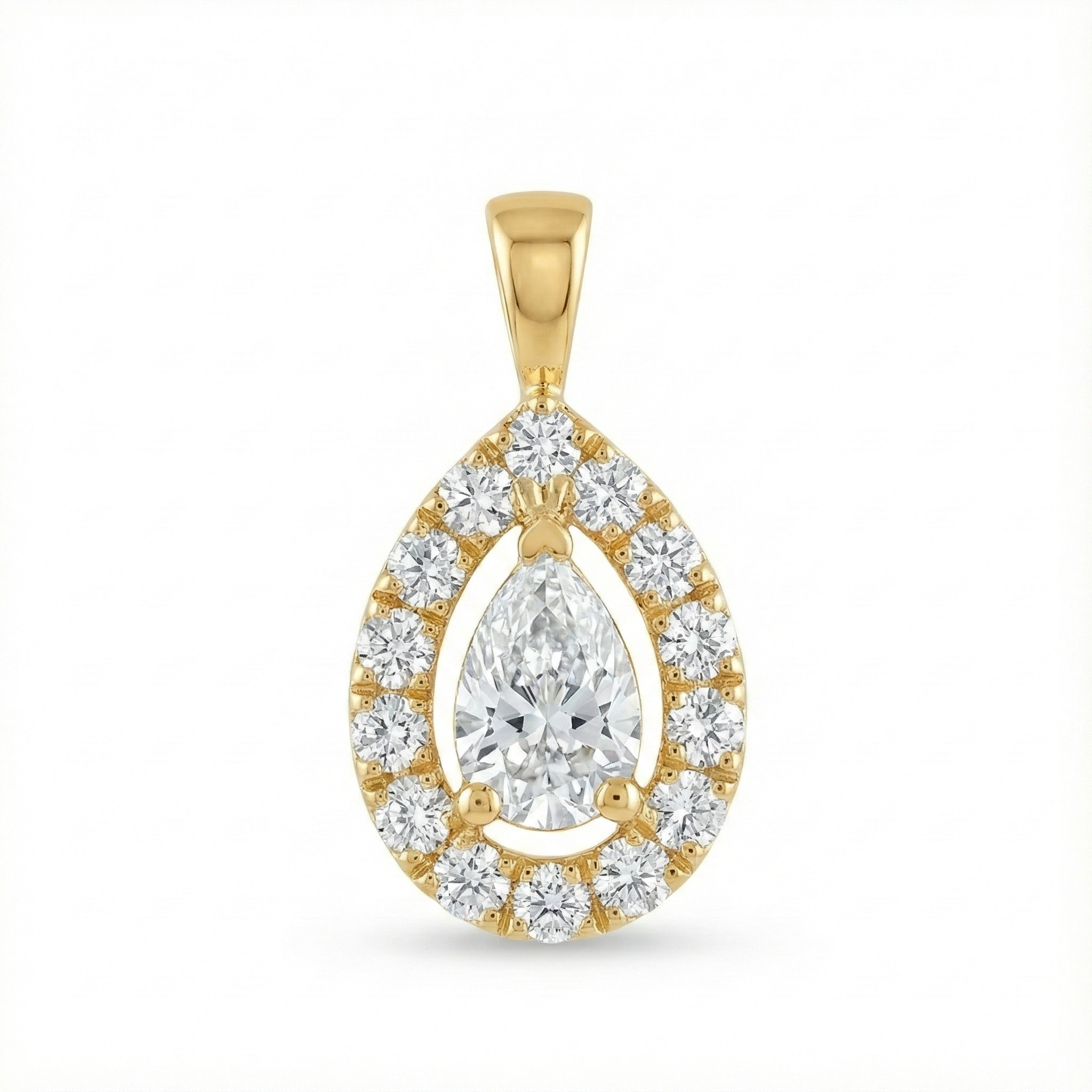 Pear-Shaped Double Halo Diamond Pendant - Gold-Plated (Vermeil) Lab-Grown Diamonds | VP250286