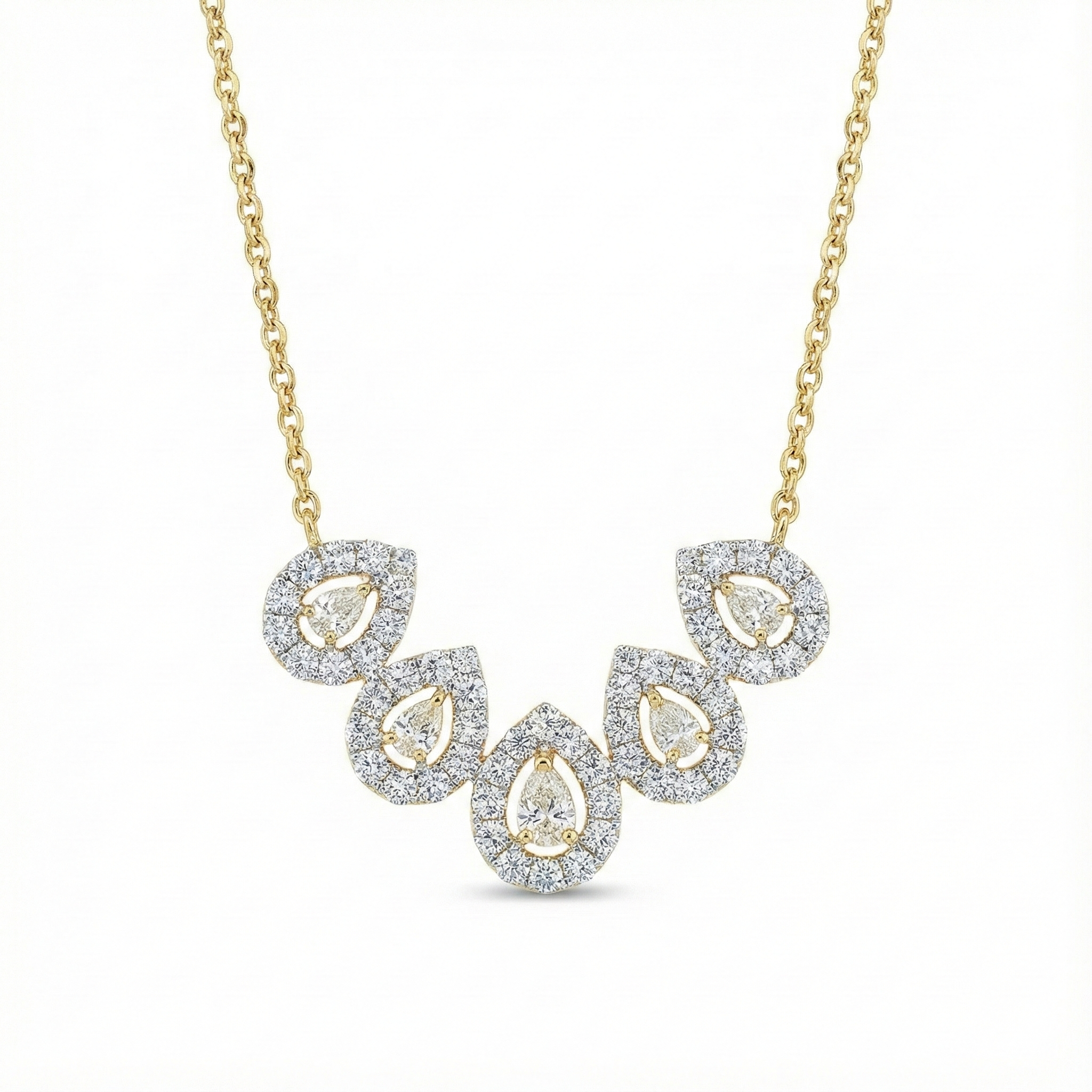 Five-Stone Pear Halo Necklace - Gold-Plated (Vermeil) Lab-Grown Diamonds | VP250320