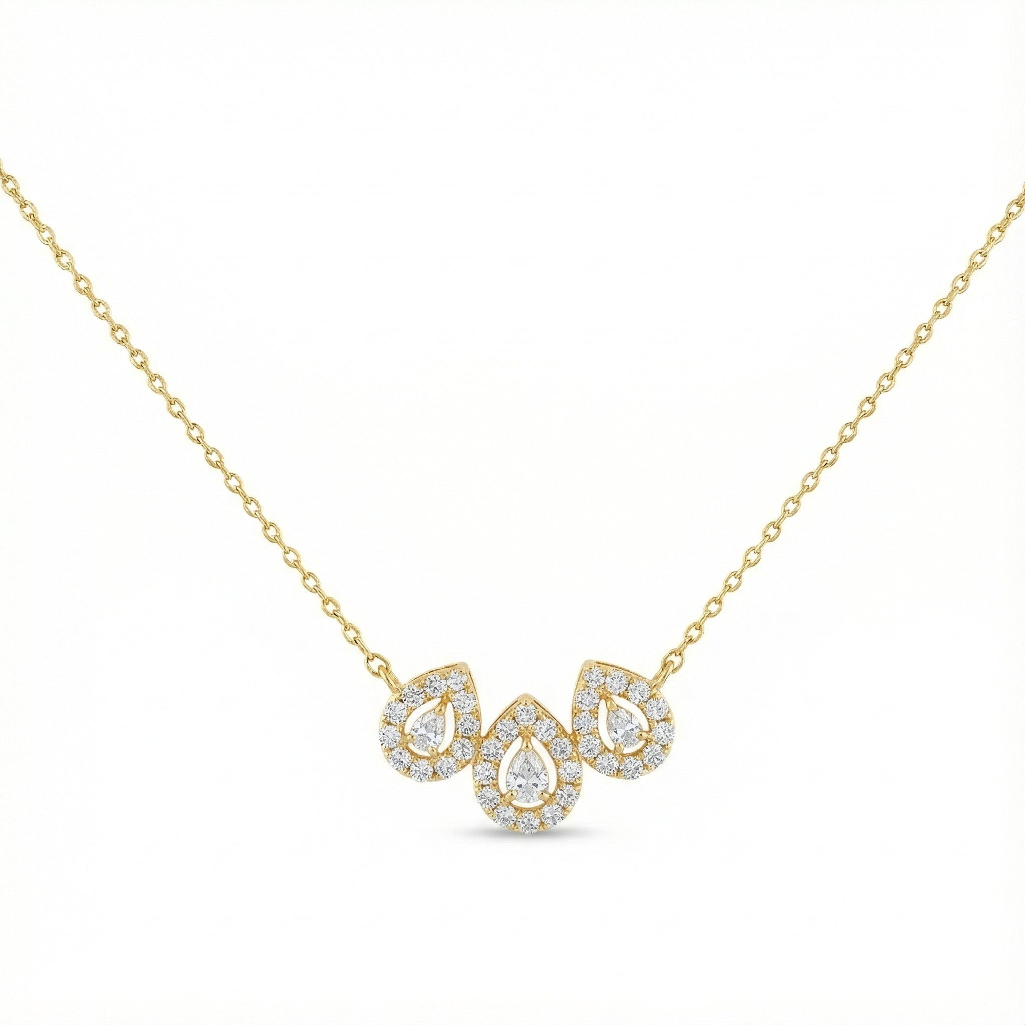 Triple Pear Halo Necklace - Gold-Plated (Vermeil) Lab-Grown Diamonds | VP250321