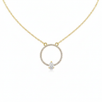 Circle Pendant with Pear Diamond -Gold-Pendant (Vermeil) Lab-Grown Diamonds | VP250328