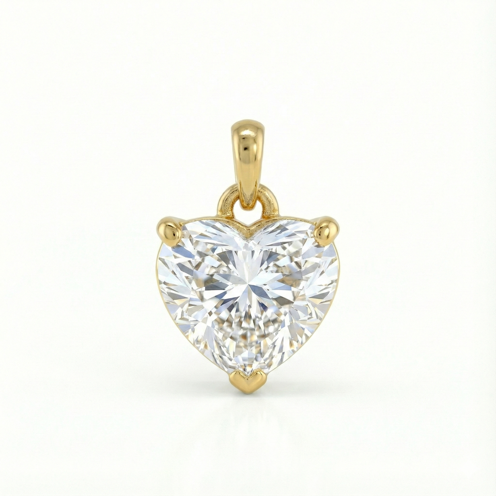 Heart Solitaire Diamond Pendant - Gold-Plated (Vermeil) Lab-Grown Diamond | VP250333