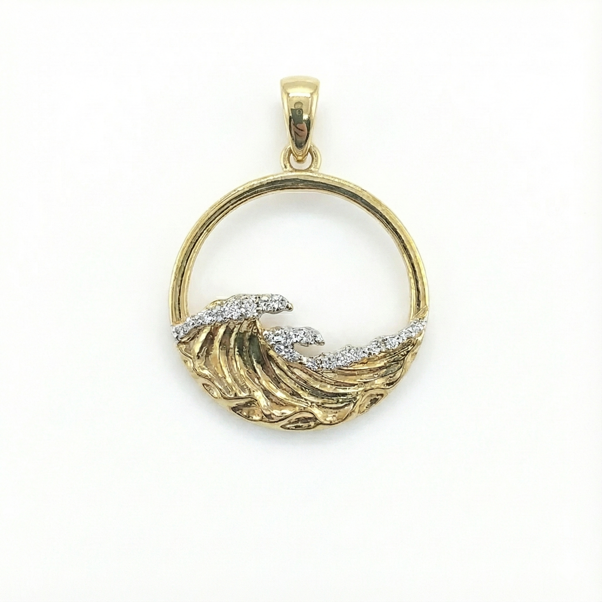Ocean Wave Circle Pendant - Gold-Plated (Vermeil) Lab-Grown Diamonds | VP250340
