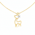 Deer Pendant with Diamond Flower - Gold-Plated (Vermeil) Lab-Grown Diamonds | VP250365