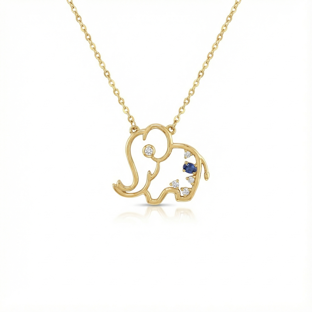 Elephant Pendant with Sapphire - Gold-Plated (Vermeil) Lab-Grown Diamonds | VP250375