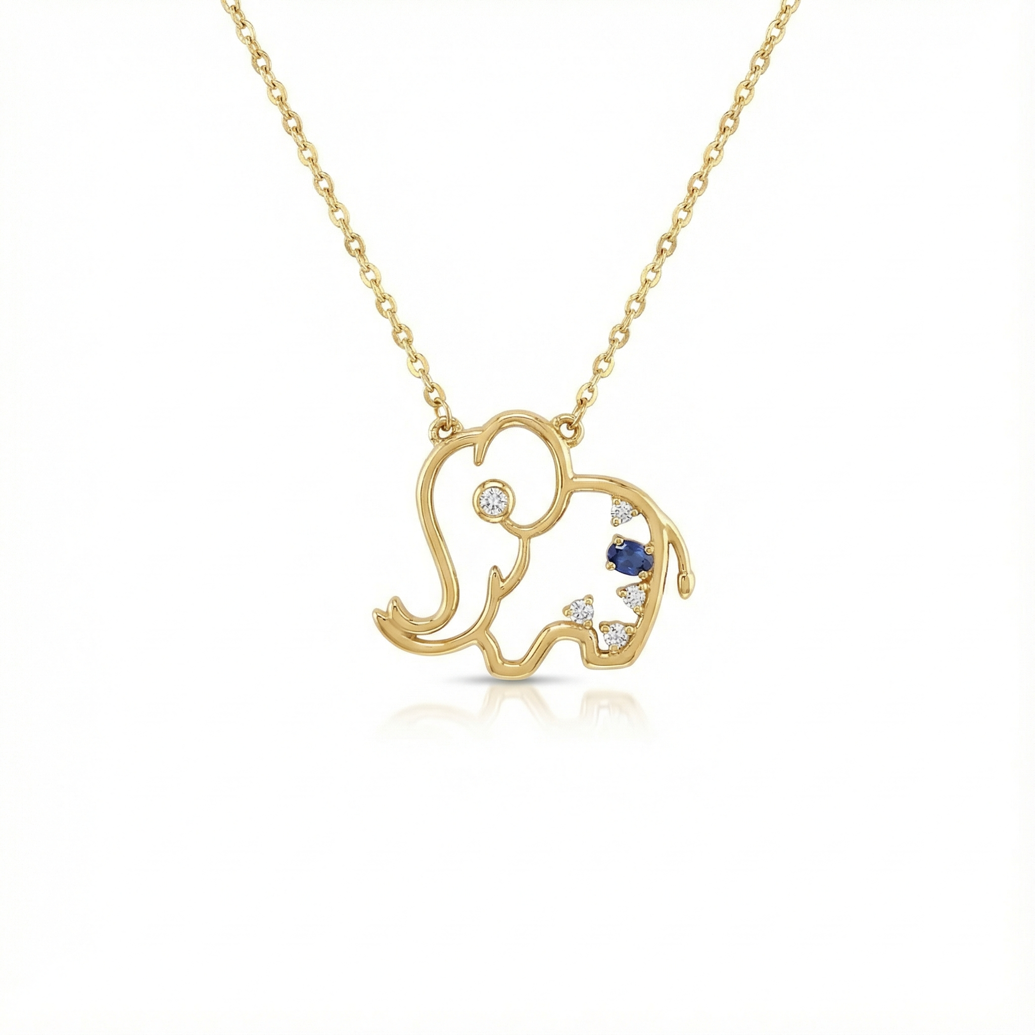 Elephant Pendant with Sapphire - Gold-Plated (Vermeil) Lab-Grown Diamonds | VP250375