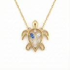 Sea Turtle Sapphire Pendant -Gold-Plated (Vermeil) Lab-Grown Diamonds | VP250386